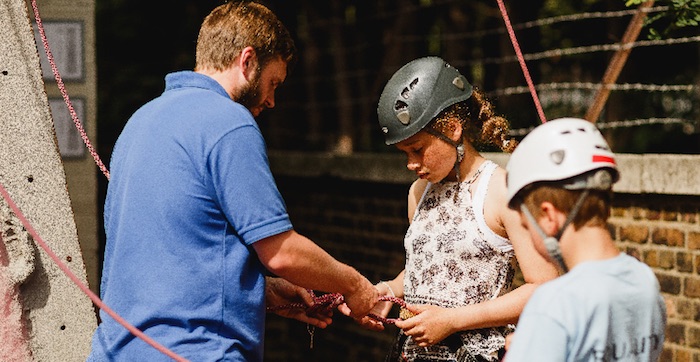 Setting up ready for climbing