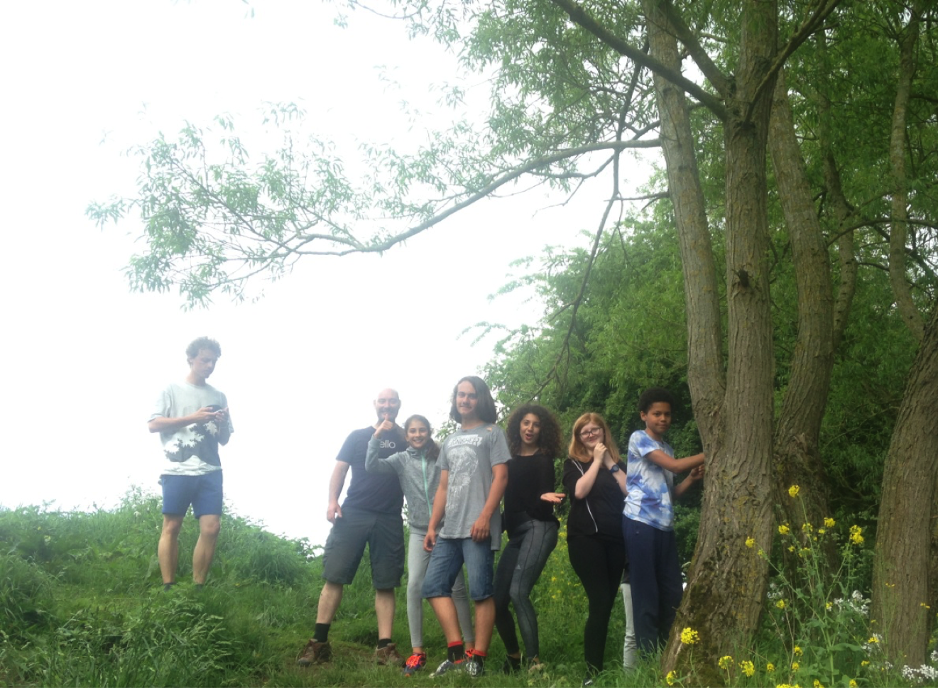 Group at Matlock standing by trees